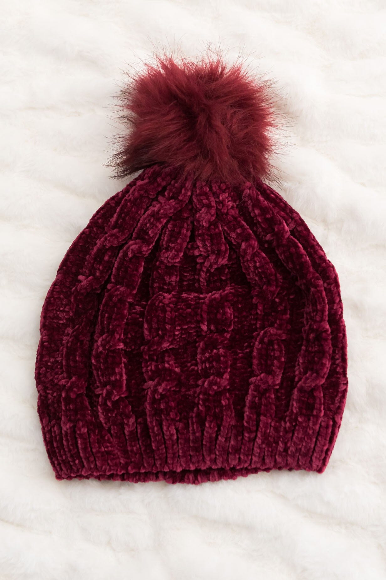 Stay Cozy Chenille Pom Pom Beanie Accessories & Shoes Leto Accessories