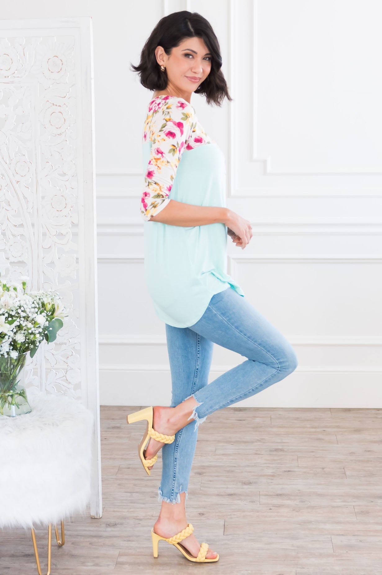 Bloom Season Modest Pocket Baseball Tee NeeSee's Dresses