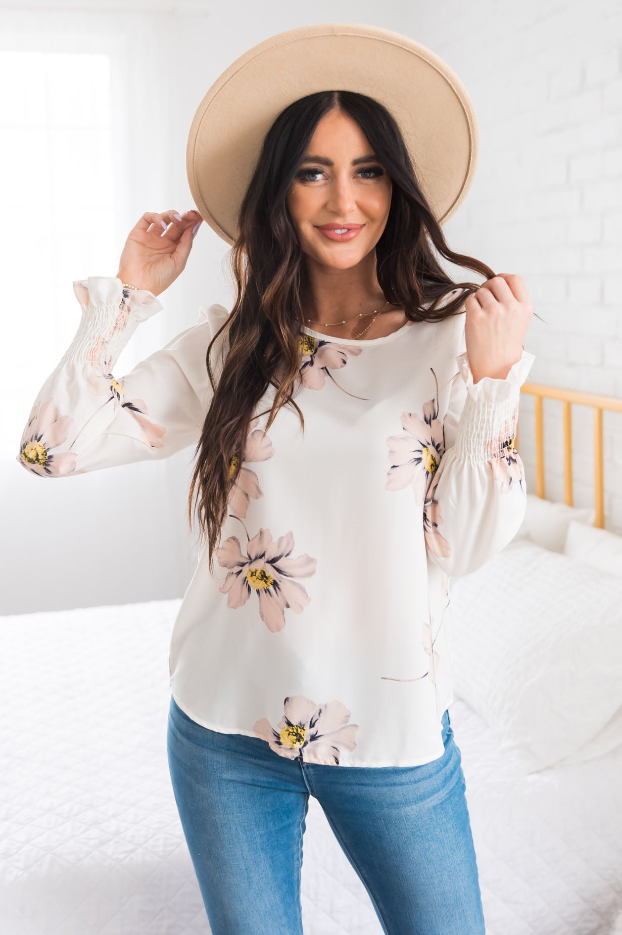 Sunshine and Flowers Modest Blouse Tops vendor-unknown