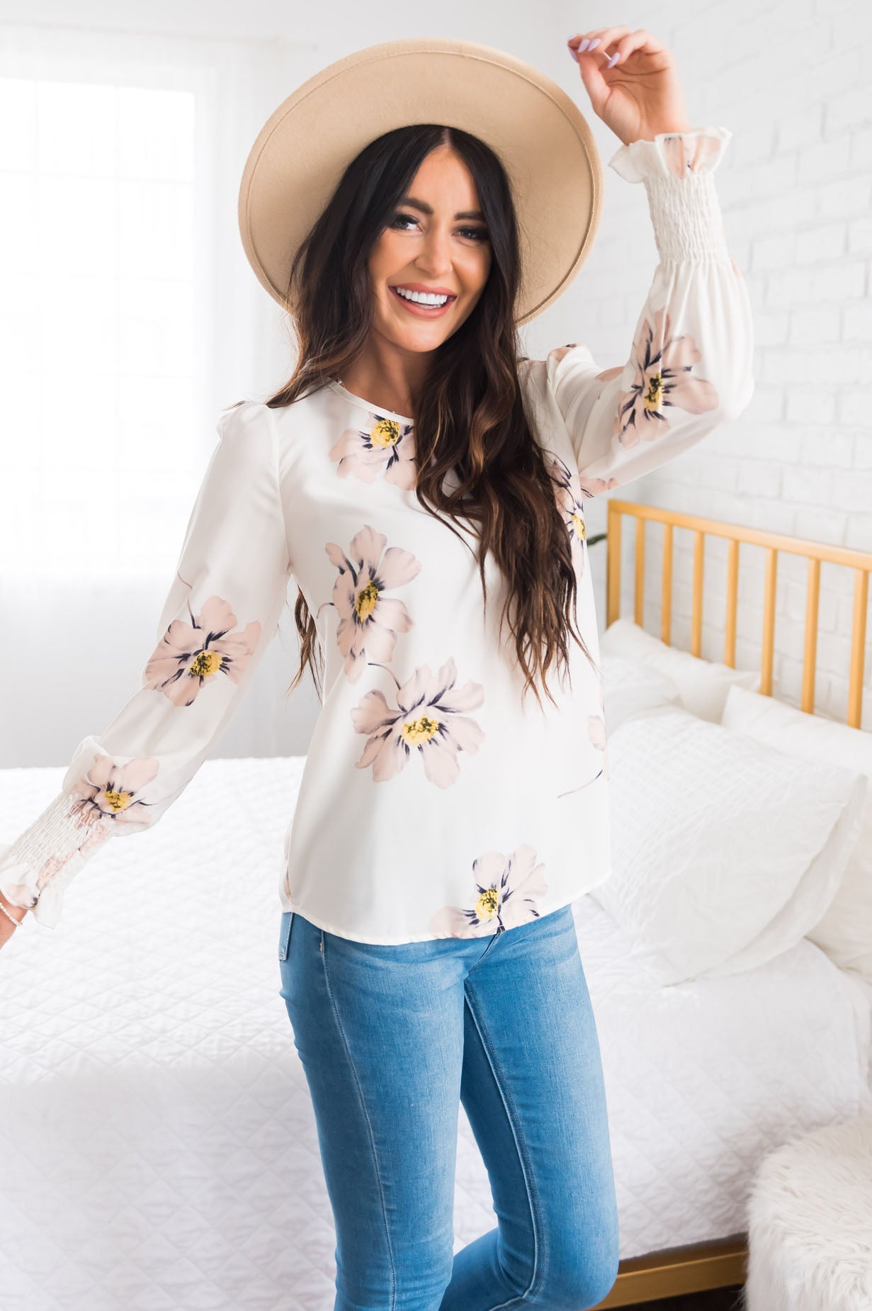 Sunshine and Flowers Modest Blouse Tops vendor-unknown