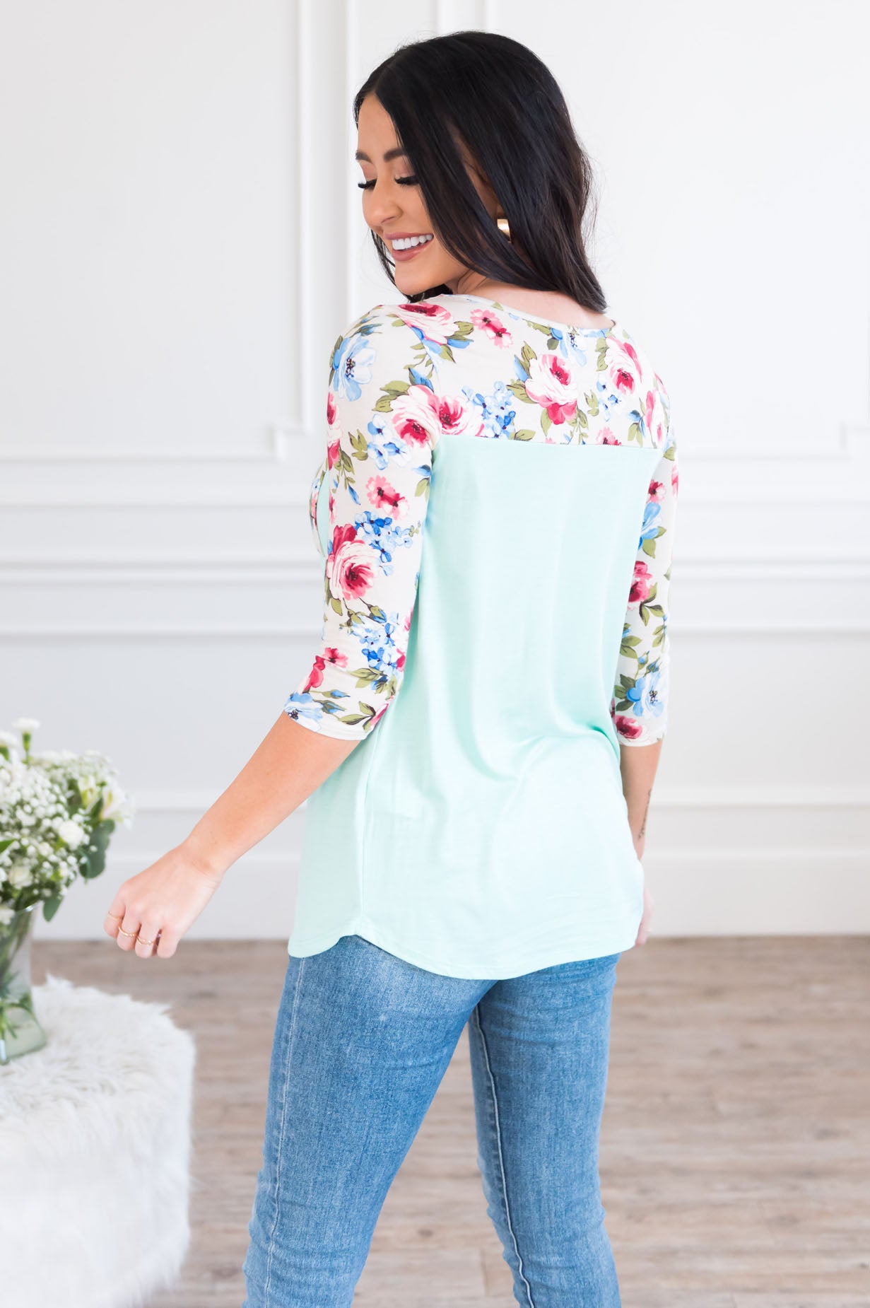 Bloom Season Modest Pocket Baseball Tee NeeSee's Dresses