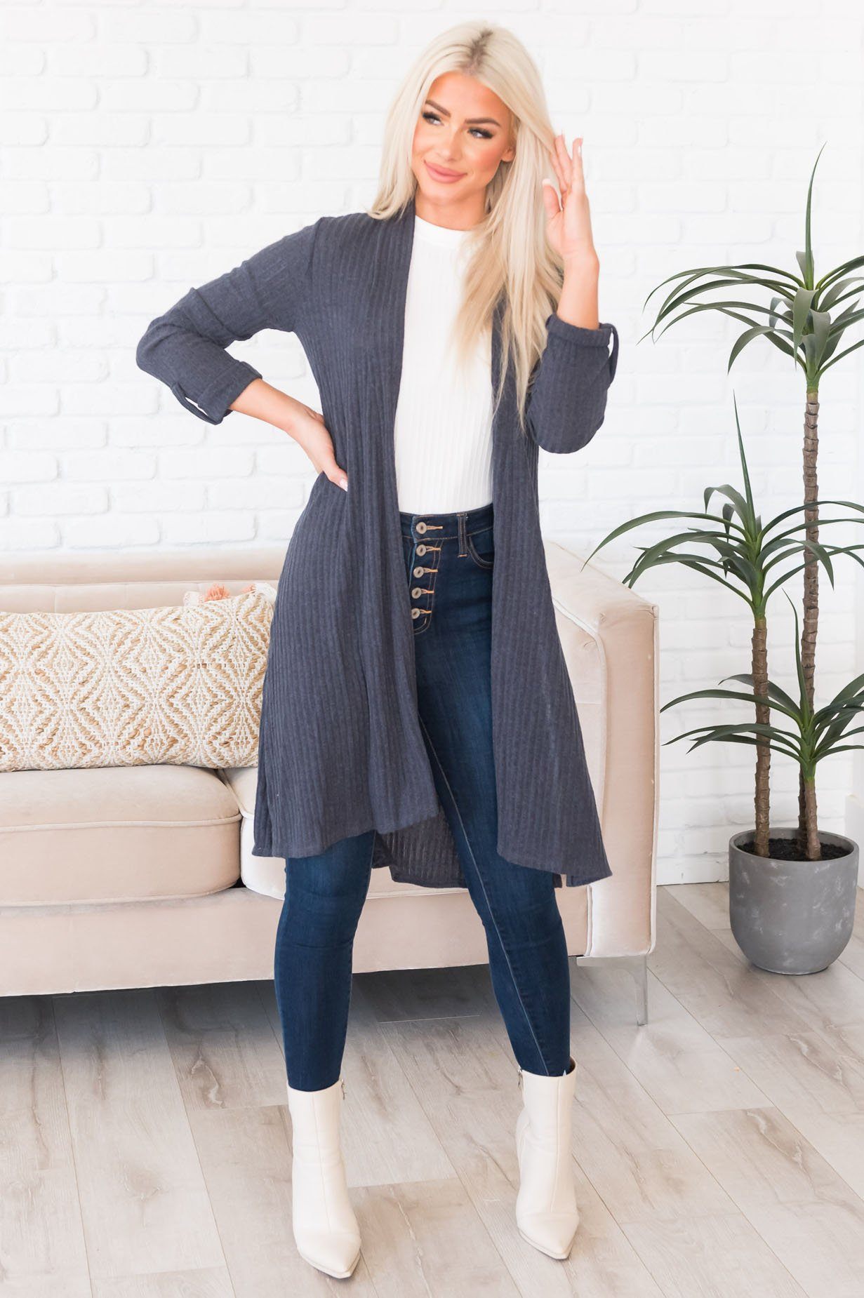 Thoughtful Dreams Modest Ribbed Duster Modest Dresses vendor-unknown