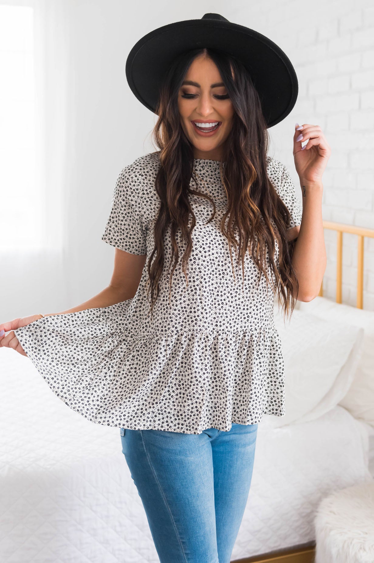 Breezy And Beautiful Modest Peplum Top Tops vendor-unknown