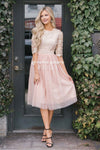 The Arabella Tulle Dress Modest Dresses vendor-unknown Shimmer Dusty Pink S