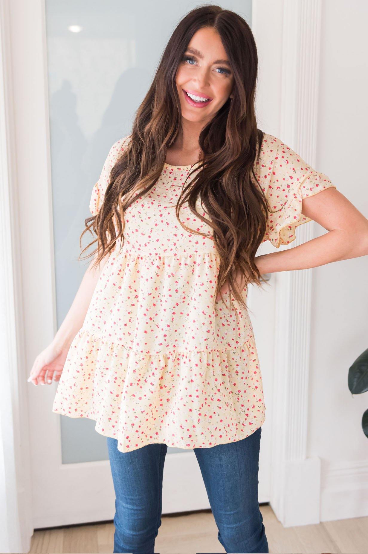 Sweet Success Floral Blouse Modest Dresses vendor-unknown