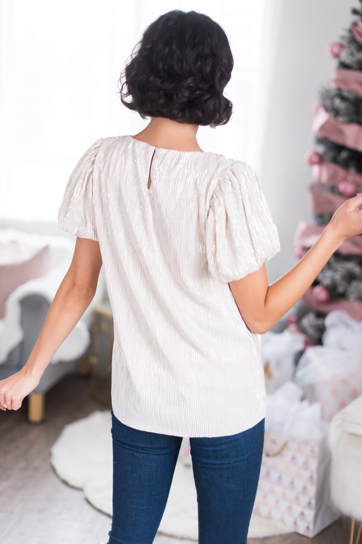 Peace on Earth Modest Metallic Top Tops vendor-unknown