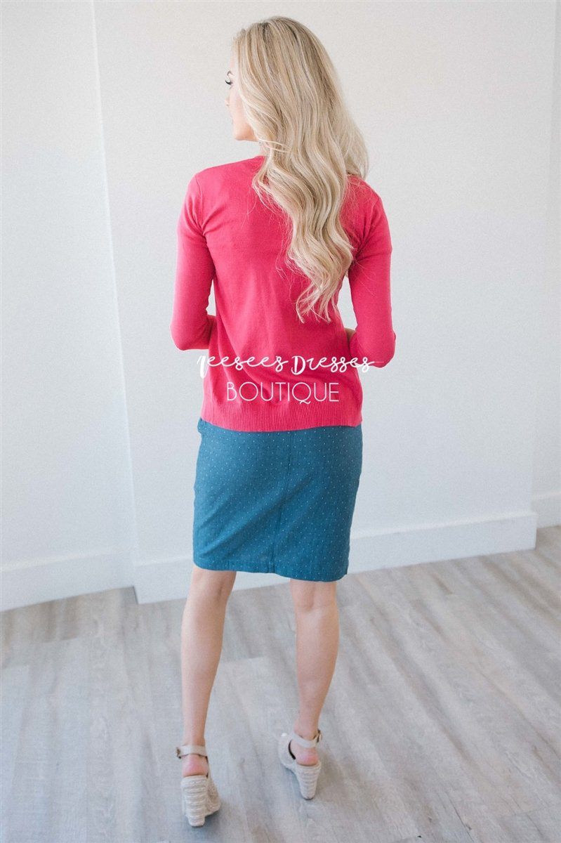 Polka Dot Chambray Pencil Skirt Skirts vendor-unknown