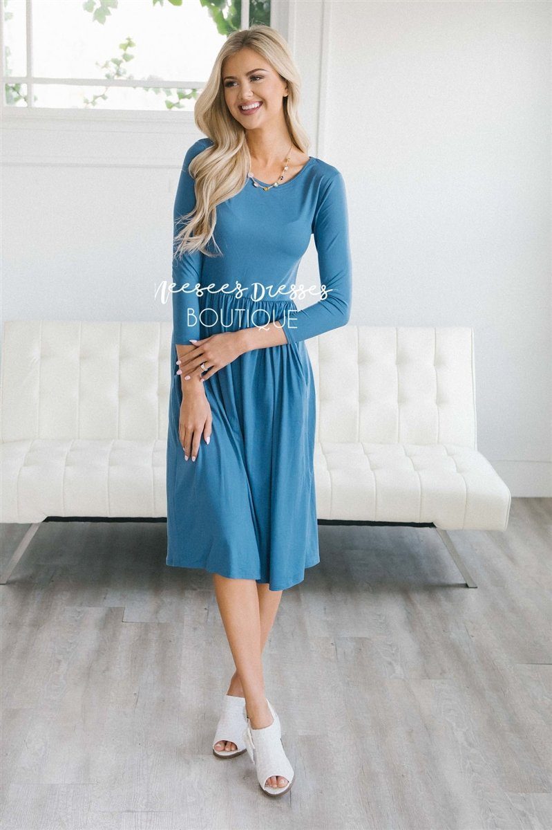 The Anna Modest Dresses vendor-unknown Moon Blue S