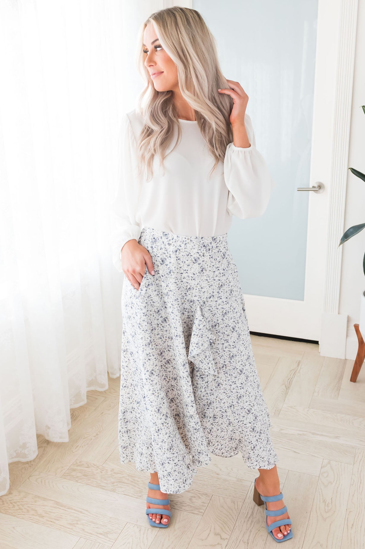 Growing On You Modest Ruffle Skirt Skirts vendor-unknown