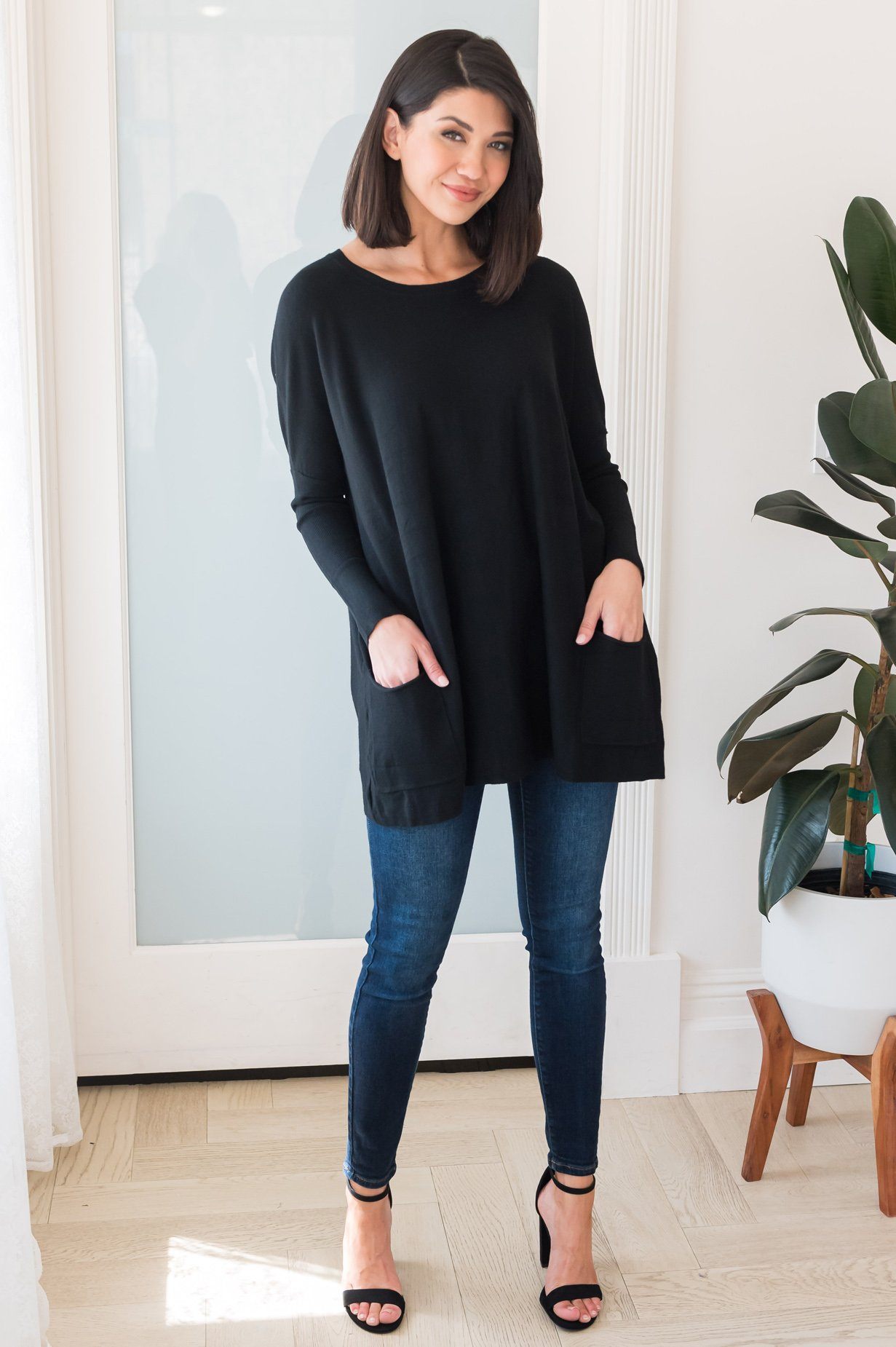 Casual Chic Modest Oversize Sweater Tops vendor-unknown