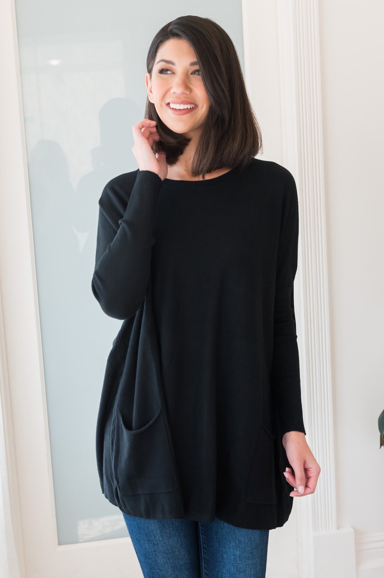 Casual Chic Modest Oversize Sweater Tops vendor-unknown