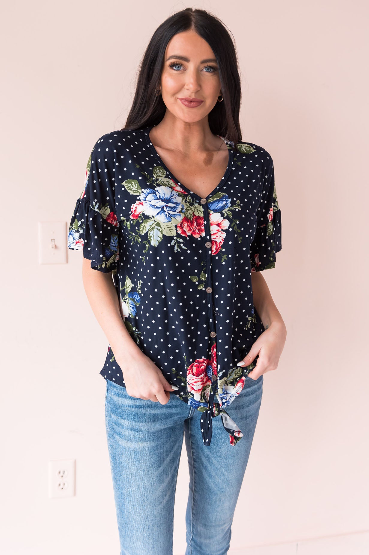 Dotted Cutie Modest Top Modest Dresses vendor-unknown