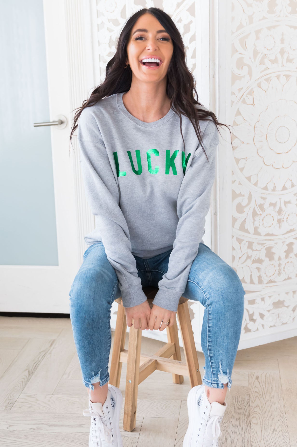 Luck On My Side Modest Sweatshirt Modest Dresses vendor-unknown