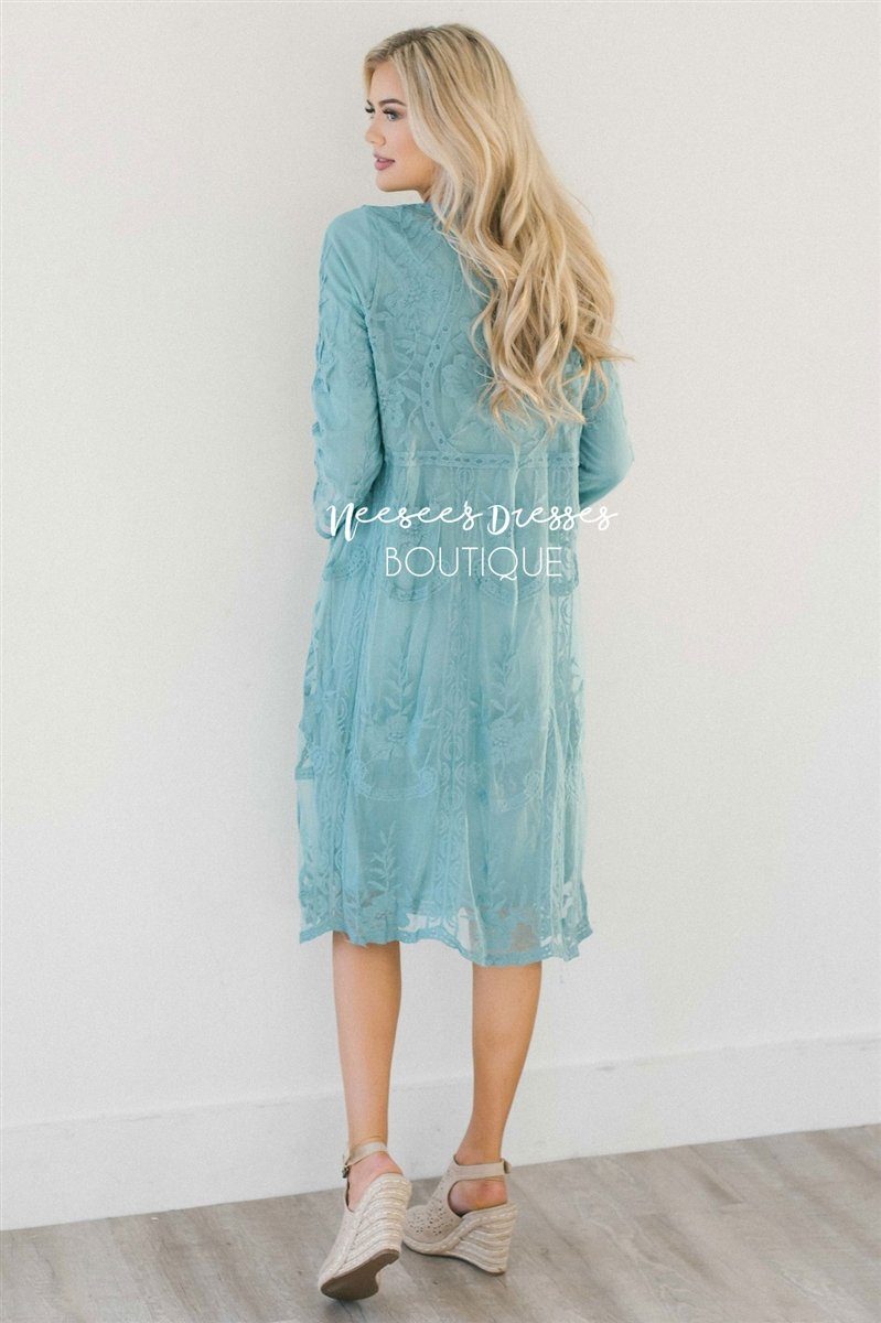Day Dreamer Lace Dress in Dusty Teal Modest Dresses vendor-unknown