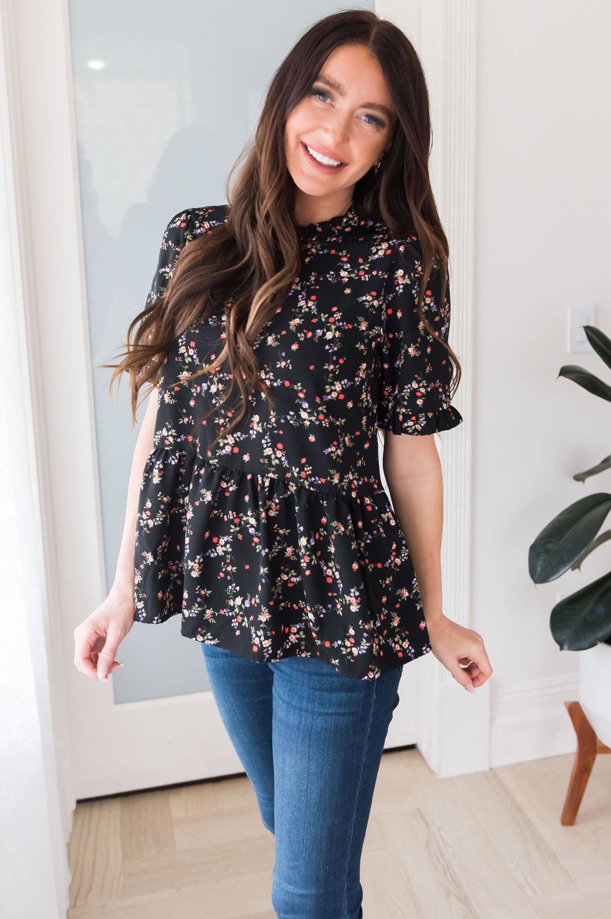 Forever Floral Modest Blouse Tops vendor-unknown