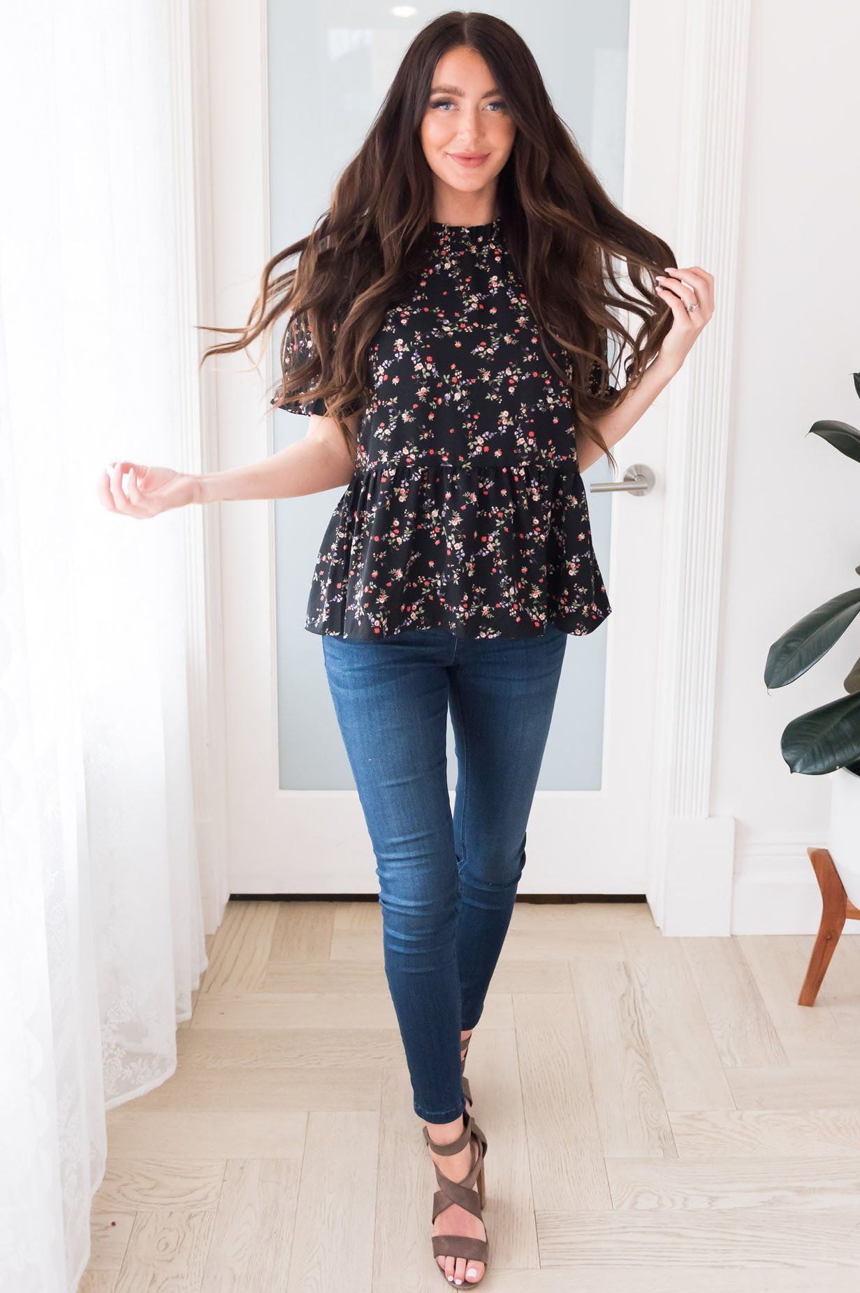 Forever Floral Modest Blouse Tops vendor-unknown