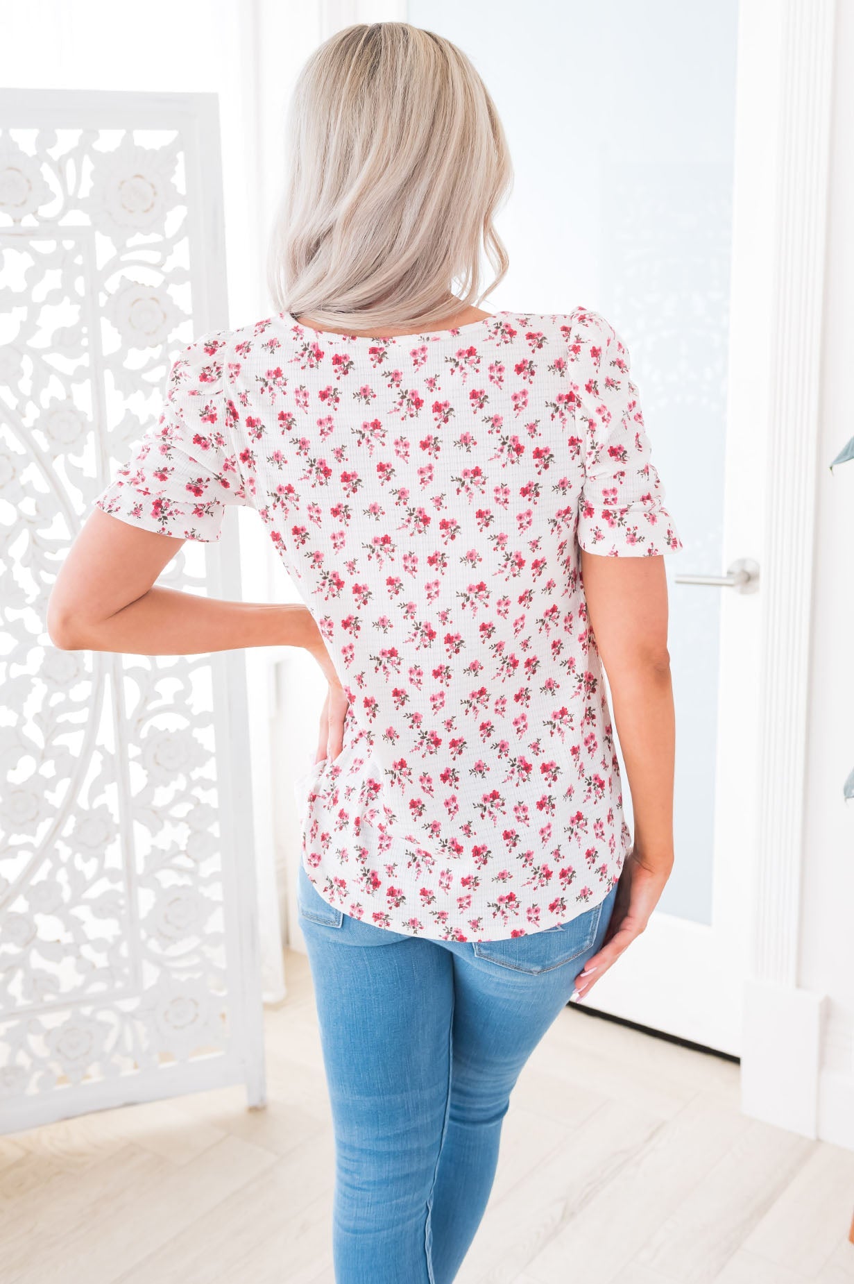 Darling Smile Ruche Sleeve Top Modest Dresses vendor-unknown