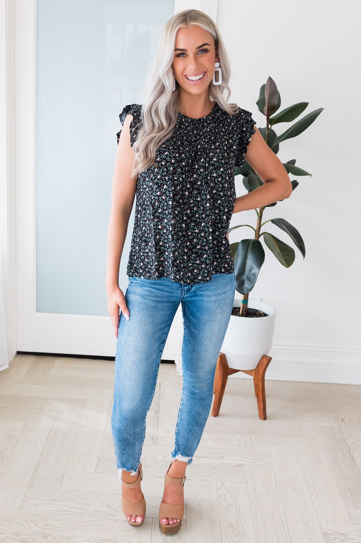 Floral Obsession Modest Top Tops vendor-unknown