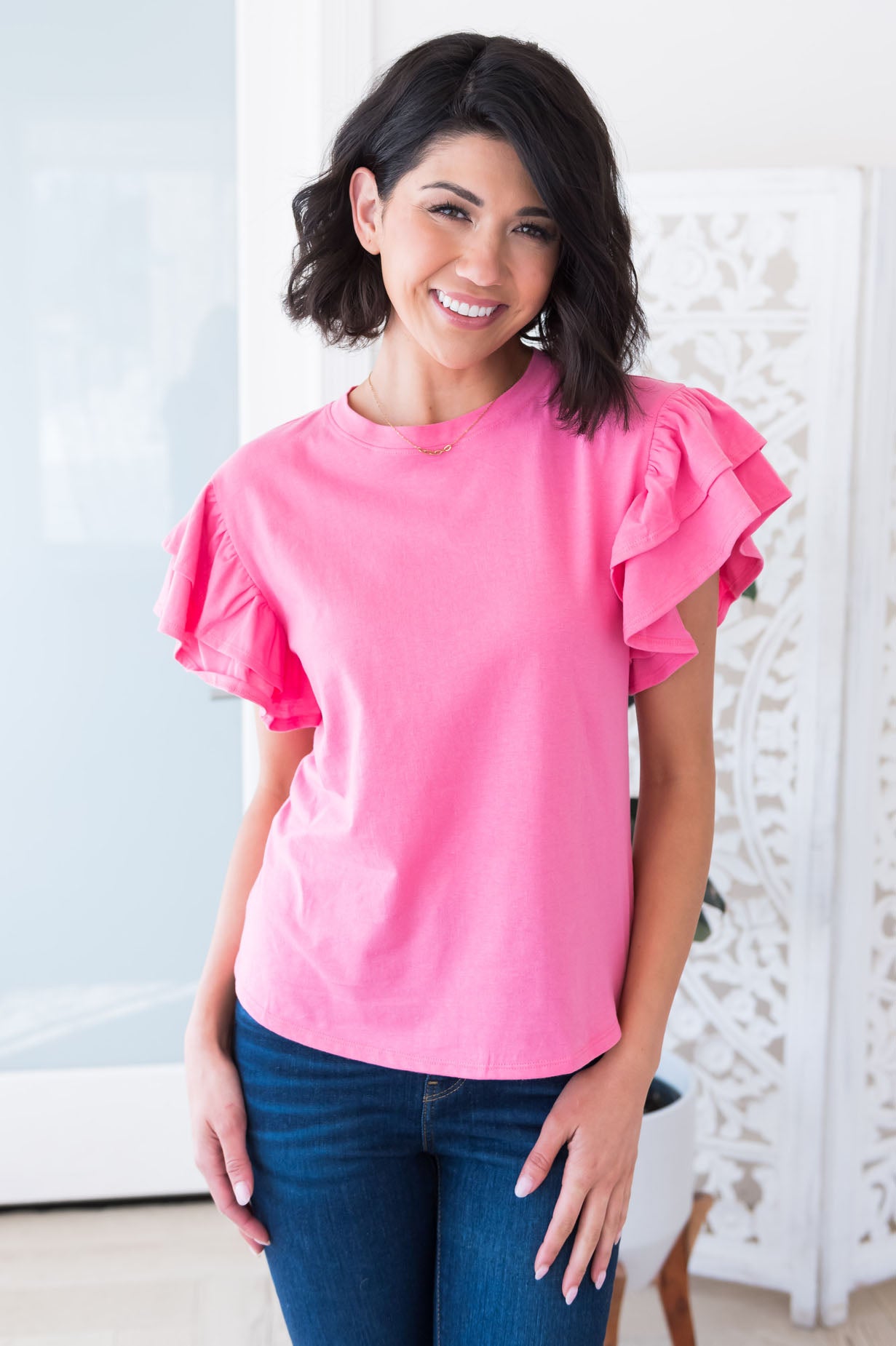 Summer Awaits Modest Top Tops vendor-unknown