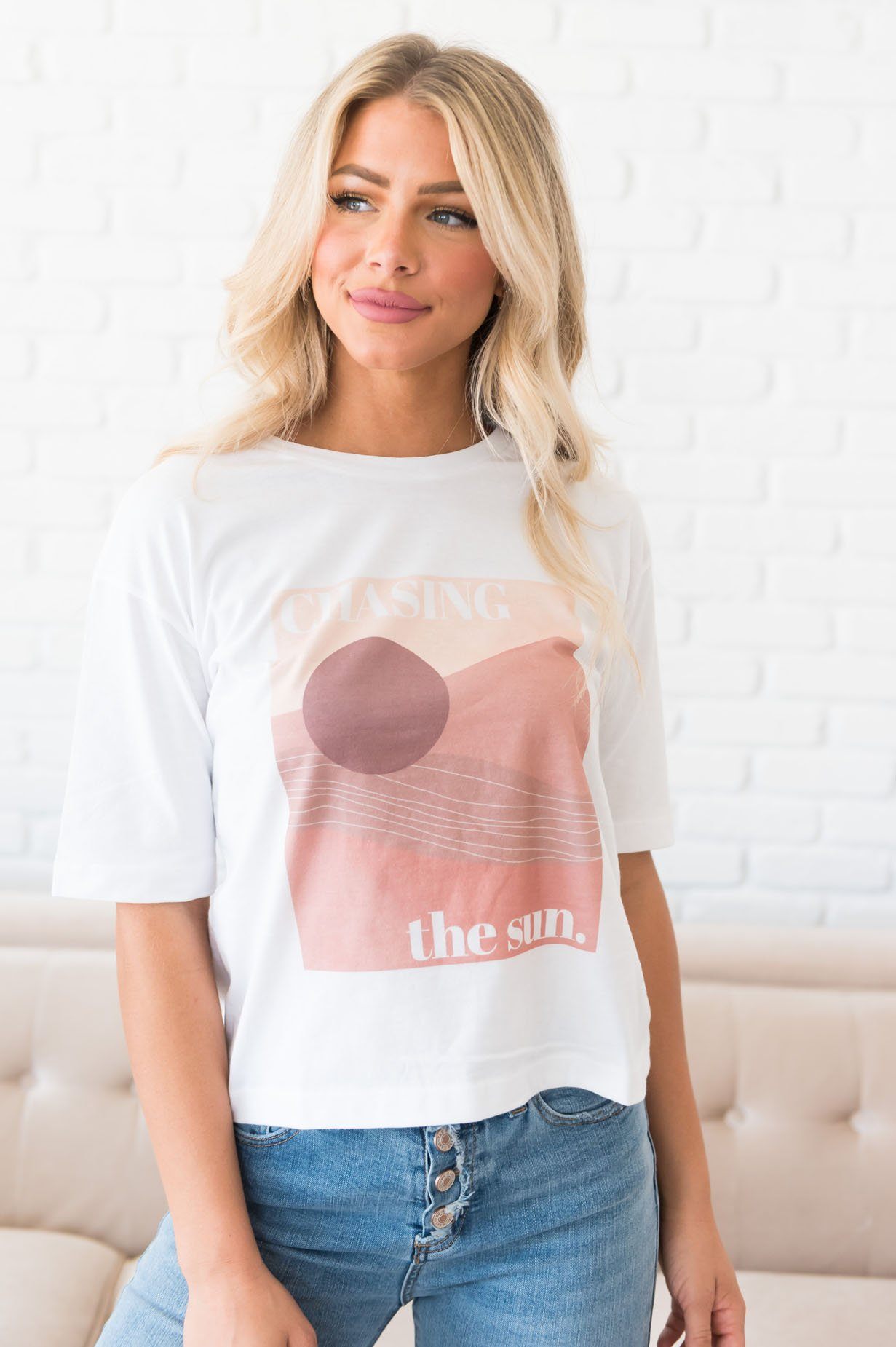 Chasing The sun Box Cut Tee Modest Dresses vendor-unknown