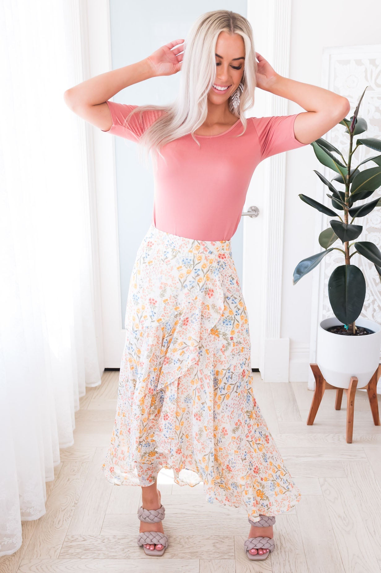 Such A Delight Modest Ruffle Skirt Skirts vendor-unknown