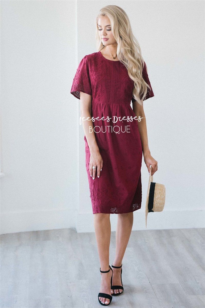 The Karsen Modest Dresses vendor-unknown Burgundy S