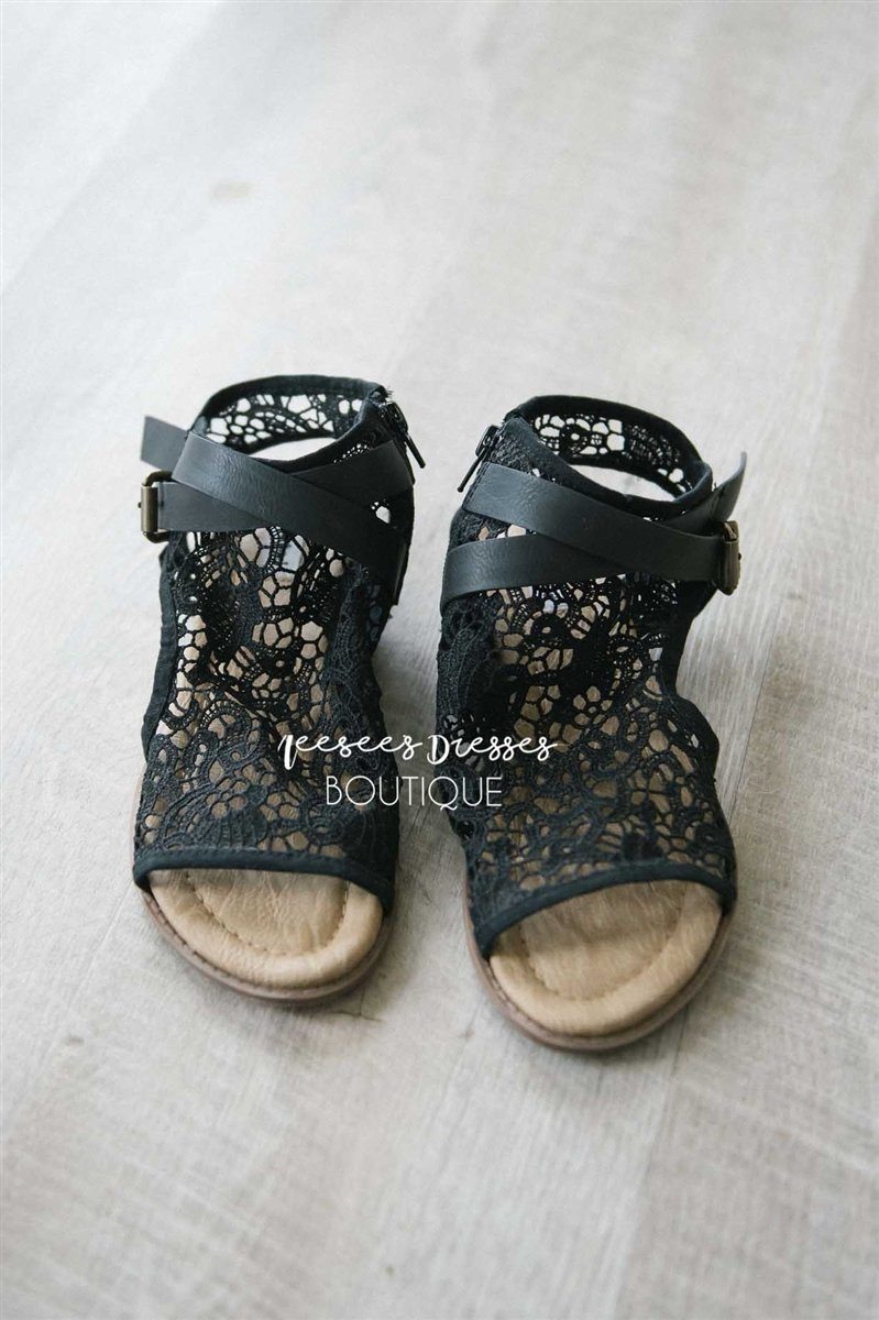 The Aleska Lace Cut Out Sandal Accessories & Shoes vendor-unknown