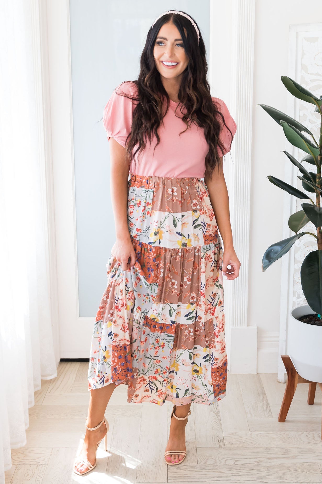 On A Mission Modest Patchwork Skirt Skirts vendor-unknown