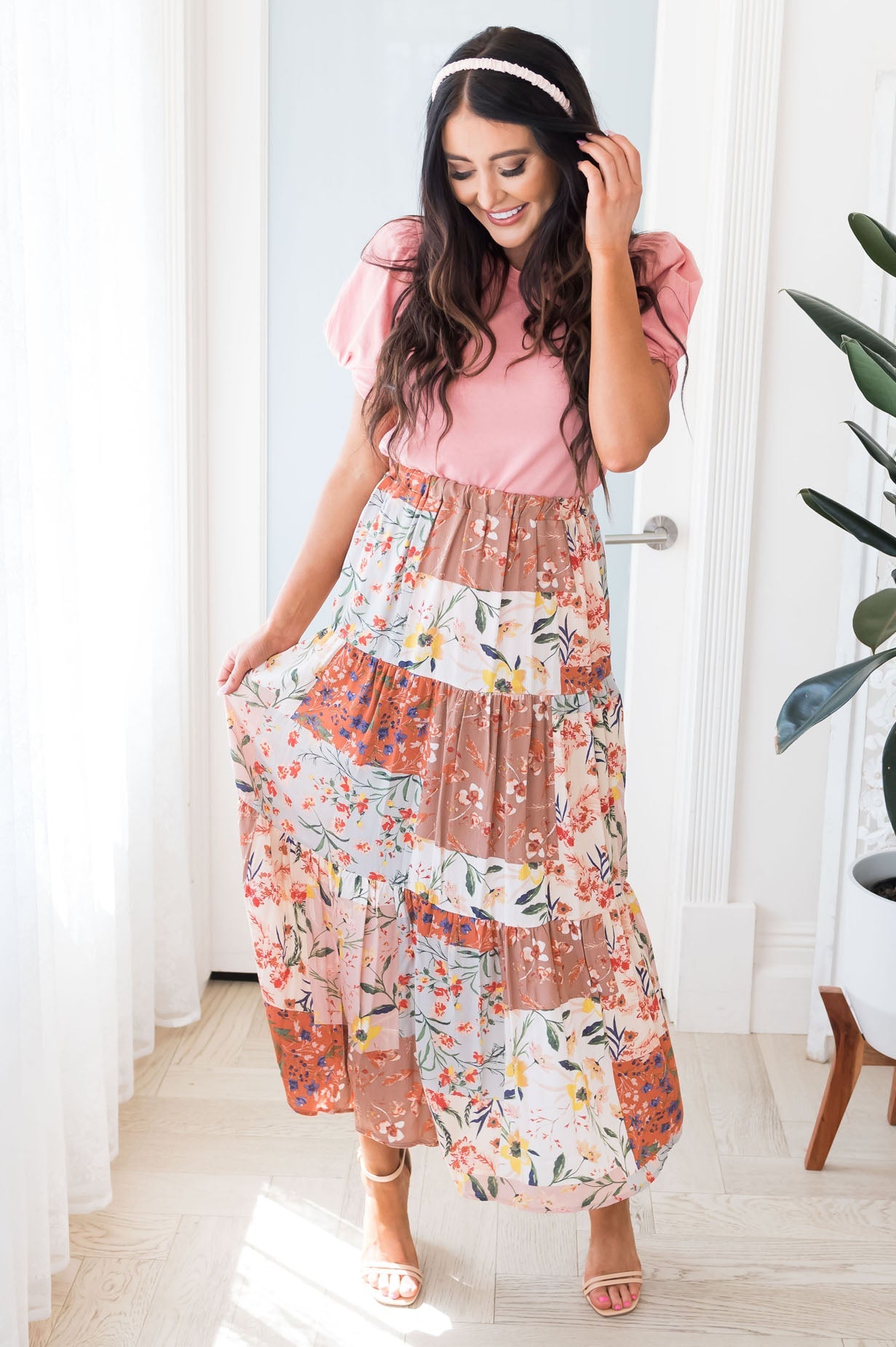 On A Mission Modest Patchwork Skirt Skirts vendor-unknown