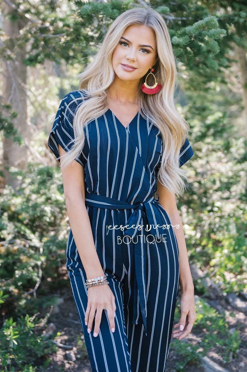 The Jacque Striped Jumpsuit Modest Dresses vendor-unknown