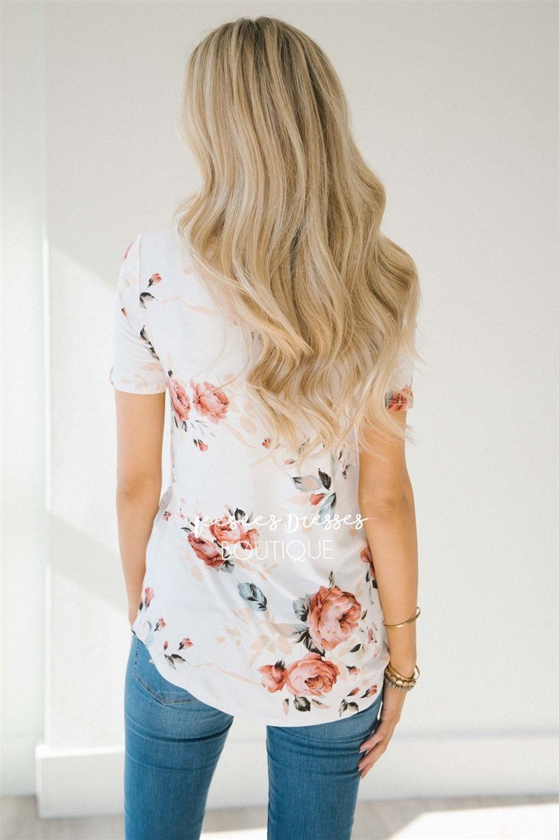 Ivory & Soft Mauve Cross Over Top Tops vendor-unknown