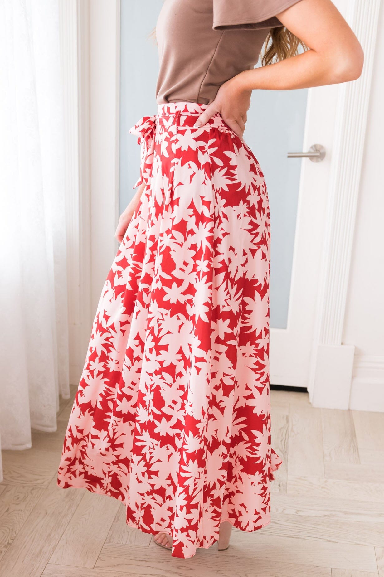 Field of Wildflowers Tie Waist Skirt Modest Dresses vendor-unknown