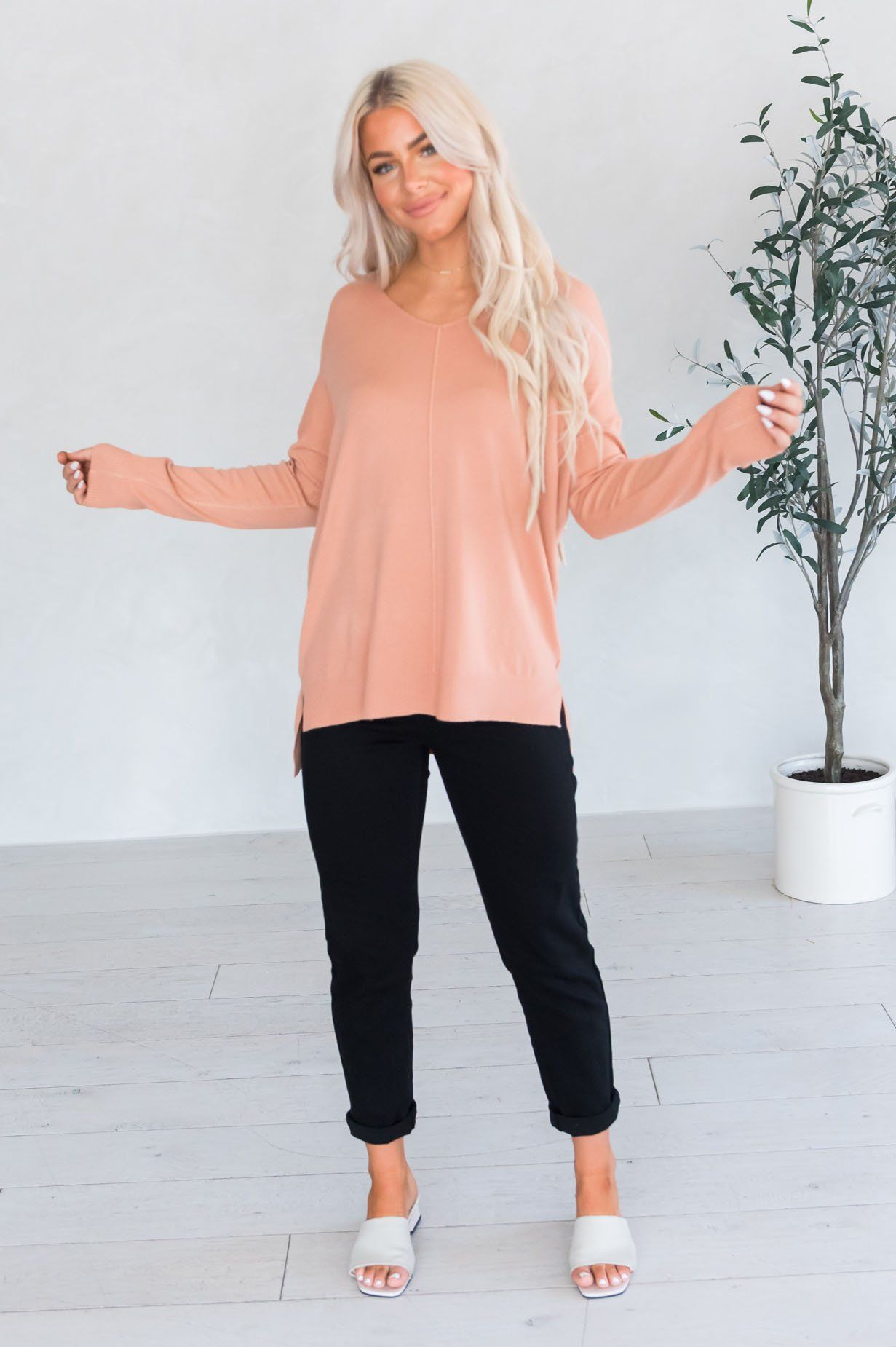 Harvest Season Modest Sweater Tops vendor-unknown