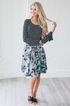 Full Circle Pleated Skirt Skirts vendor-unknown Blue Floral Garden XS
