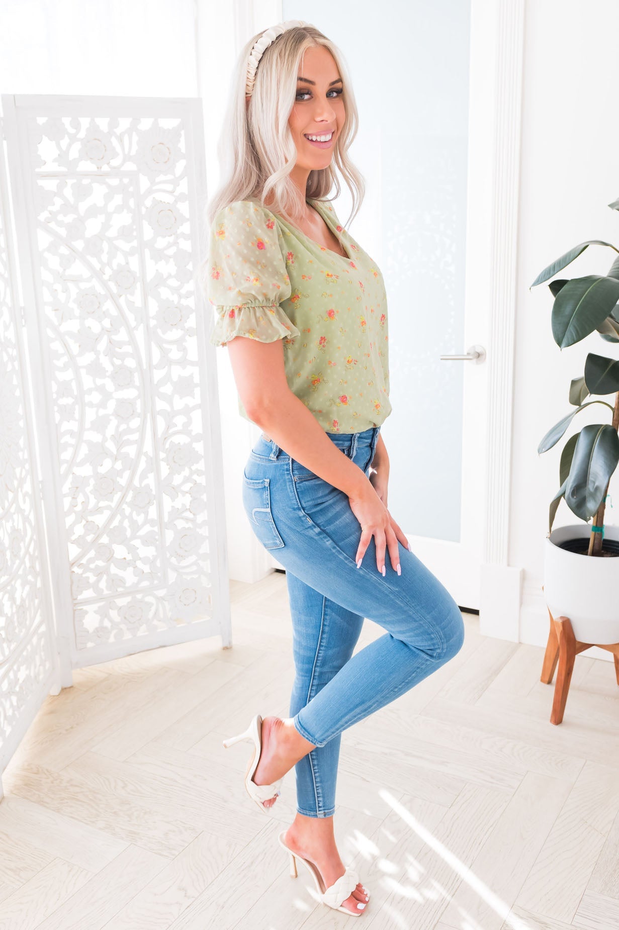 Stay Blooming Modest Floral Top Tops vendor-unknown