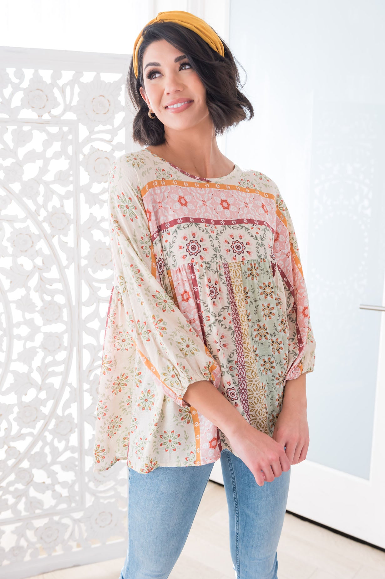 Just Fine By Me Modest Blouse Tops vendor-unknown