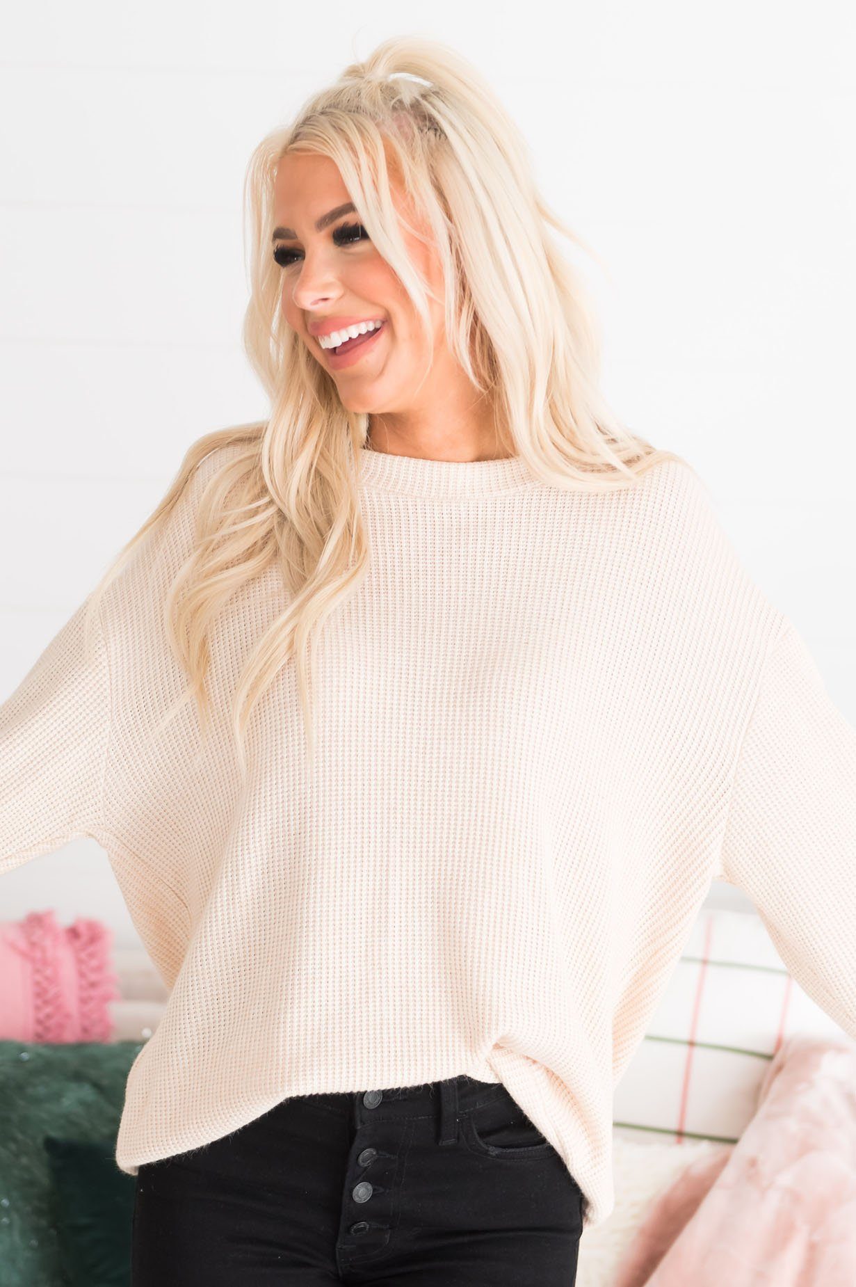 Welcome Home Modest Sweater Tops vendor-unknown