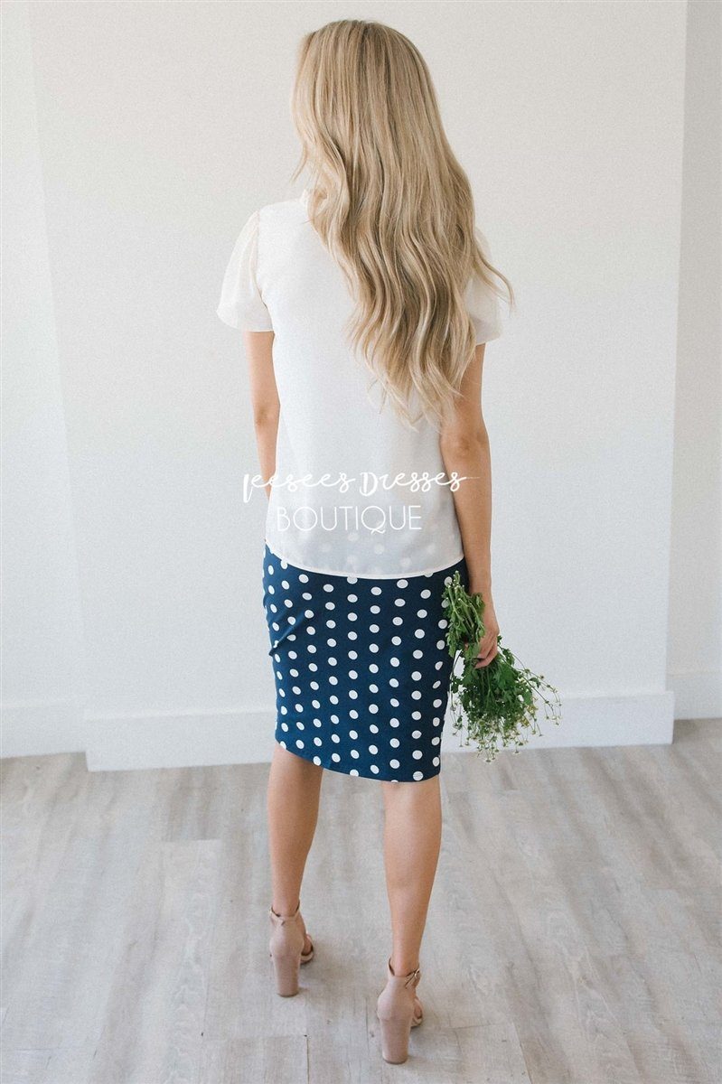 Summer Navy Polka Dot Pencil Skirt Skirts vendor-unknown