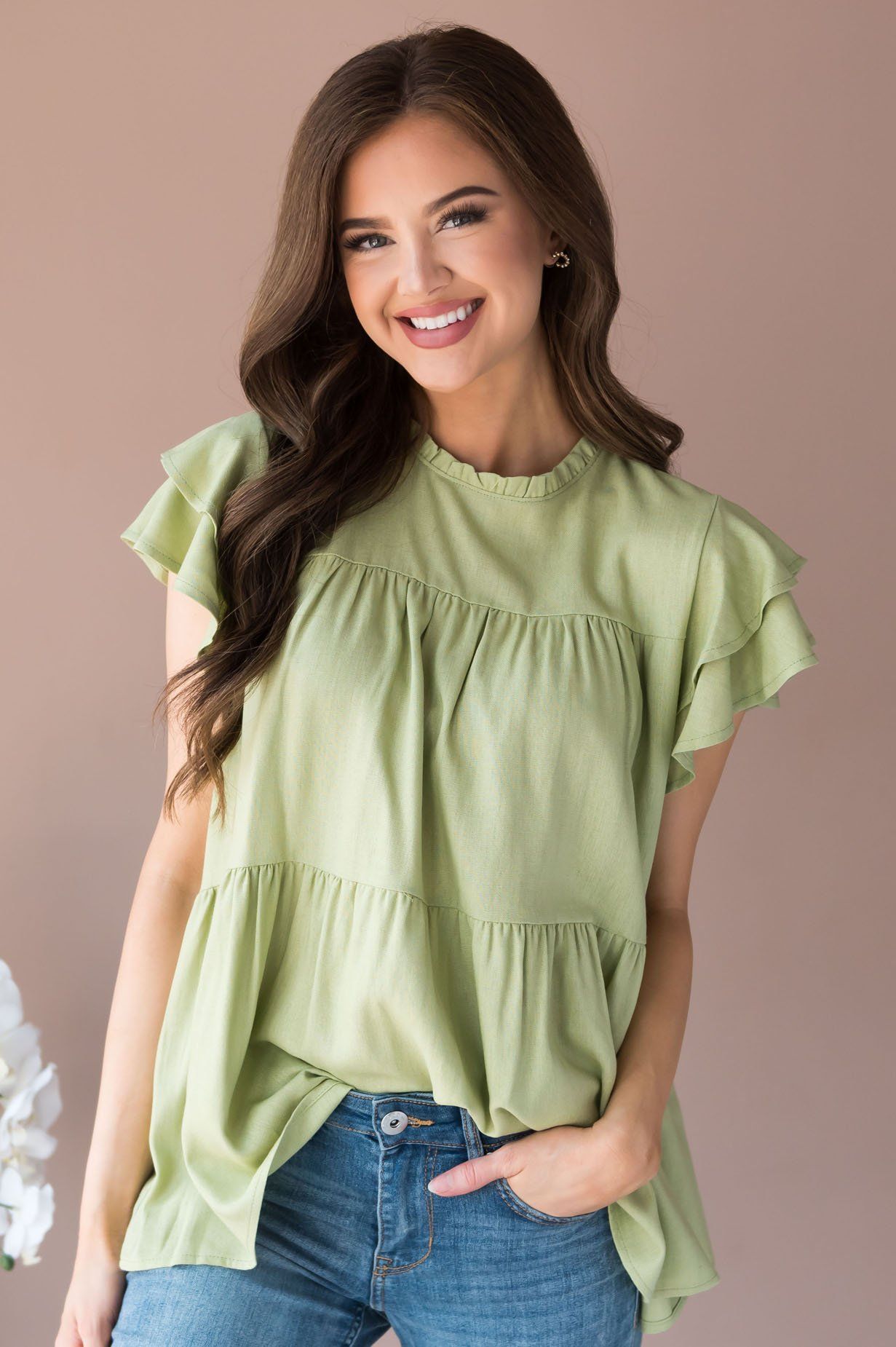 He Has Risen Modest Peplum Blouse Tops vendor-unknown