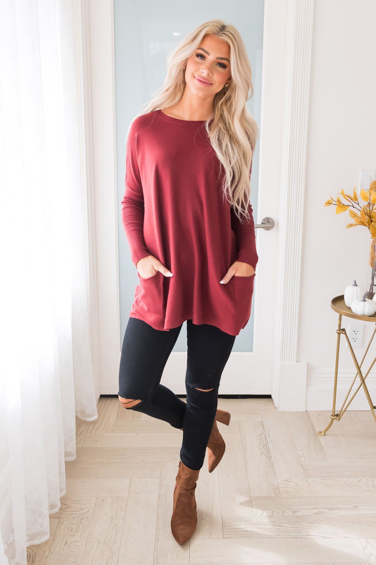 Casual Chic Modest Oversize Sweater Tops vendor-unknown