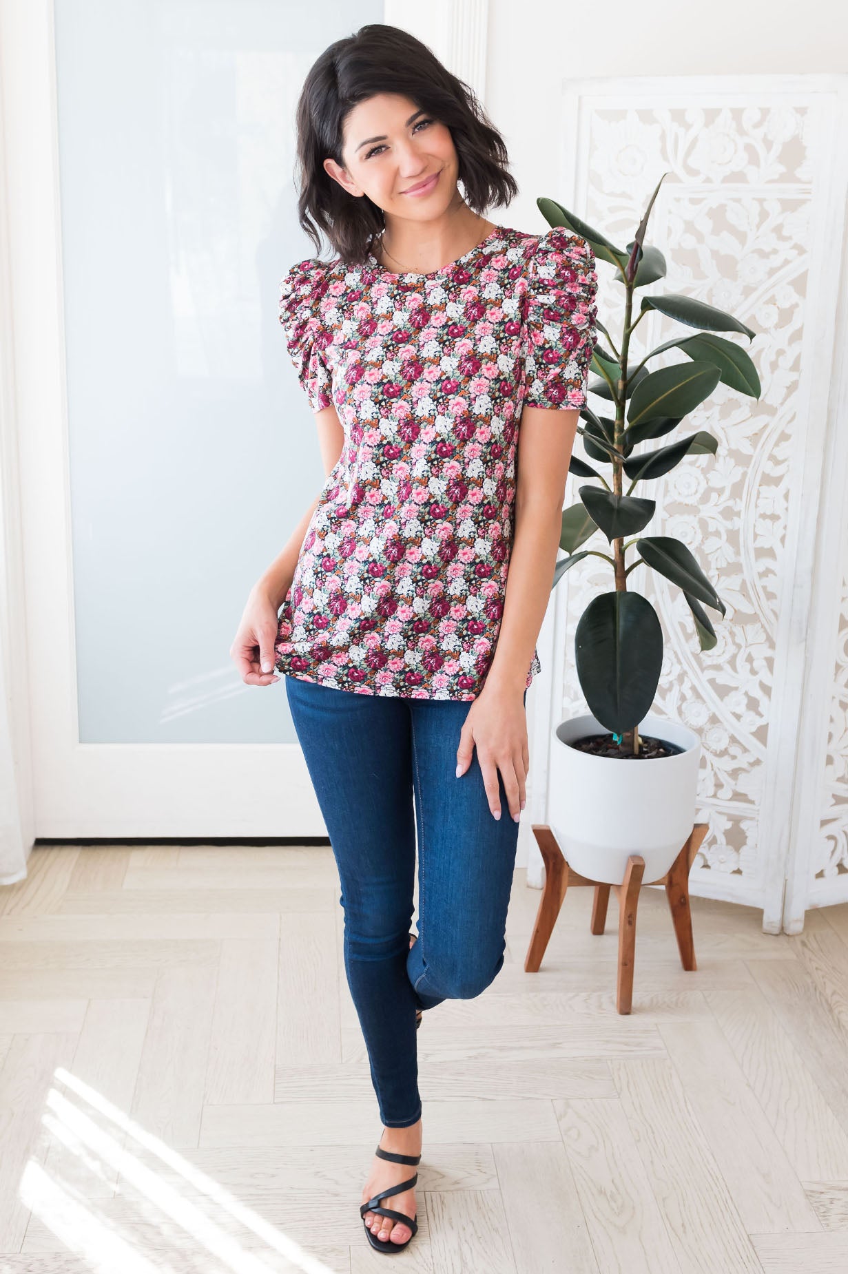 Waiting Pretty Modest Top Tops vendor-unknown