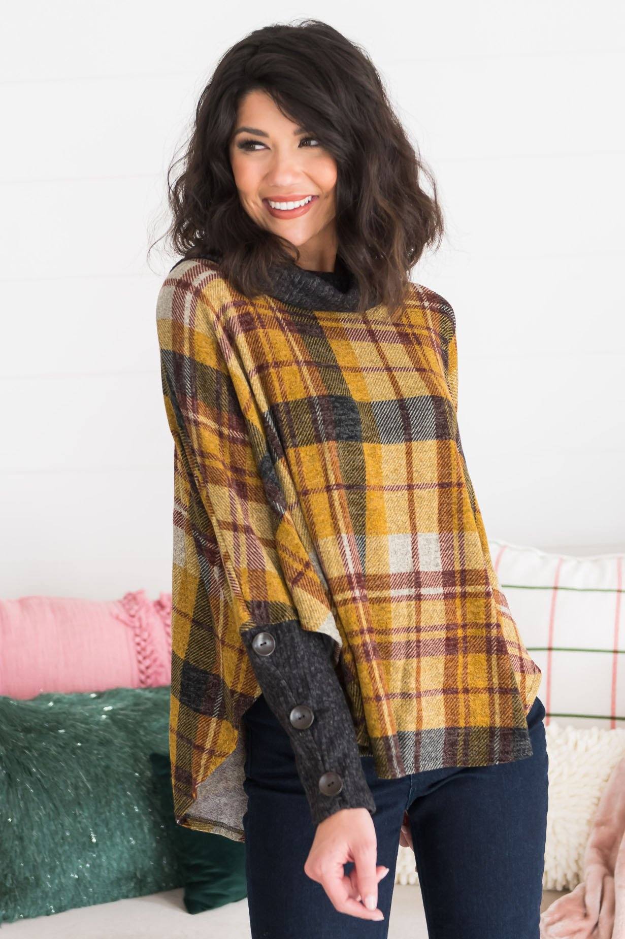Cozy In Modest Fleece Tunic Tops vendor-unknown
