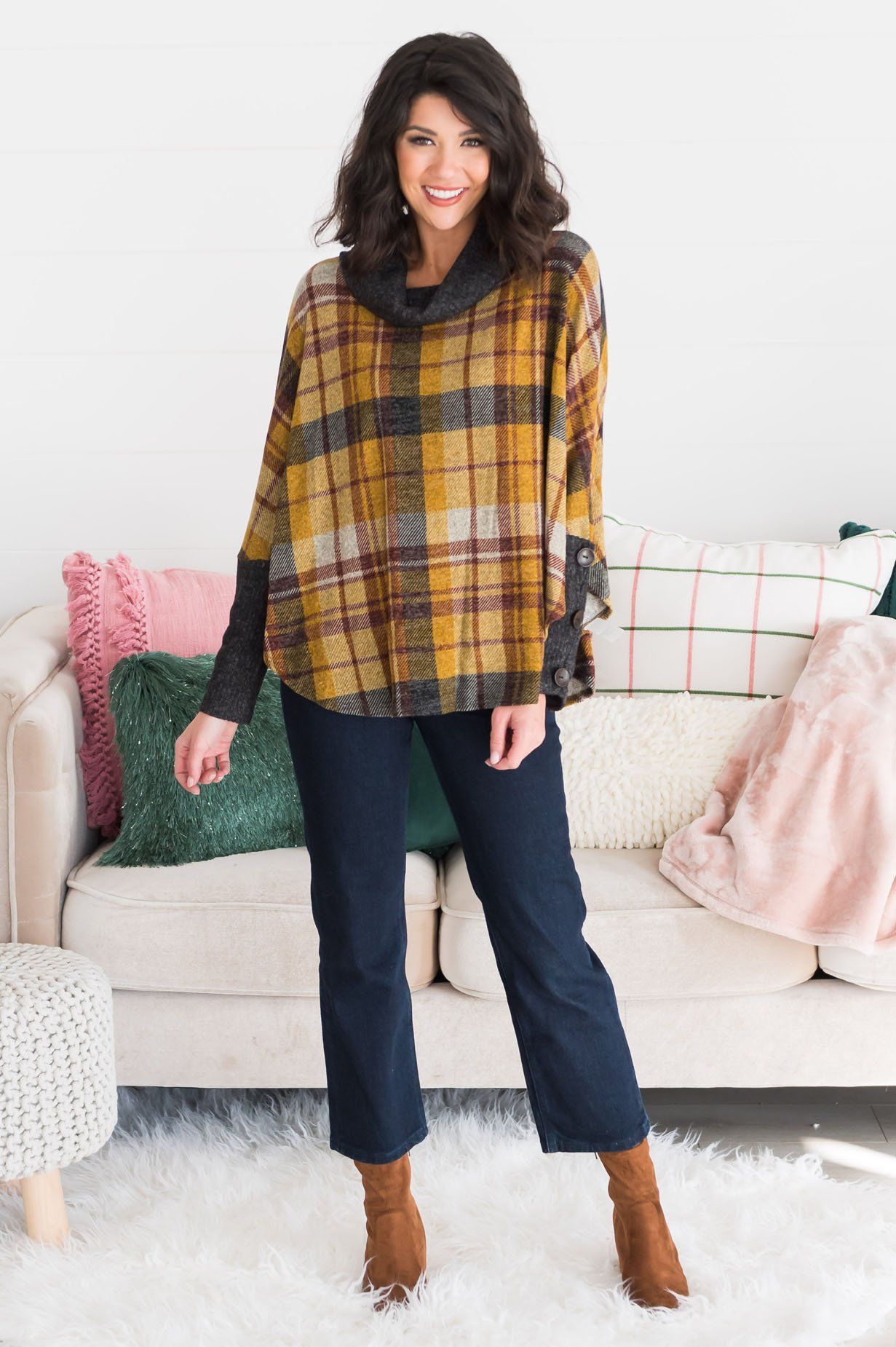 Cozy In Modest Fleece Tunic Tops vendor-unknown