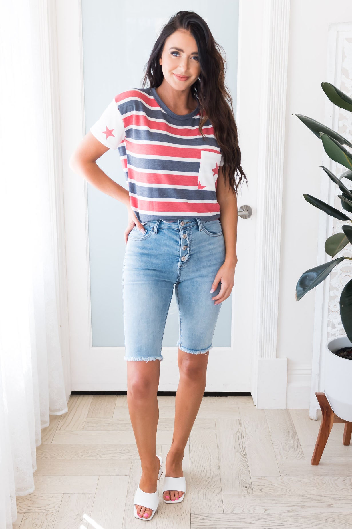 Over The Moon High Rise Bermuda Shorts Modest Dresses vendor-unknown