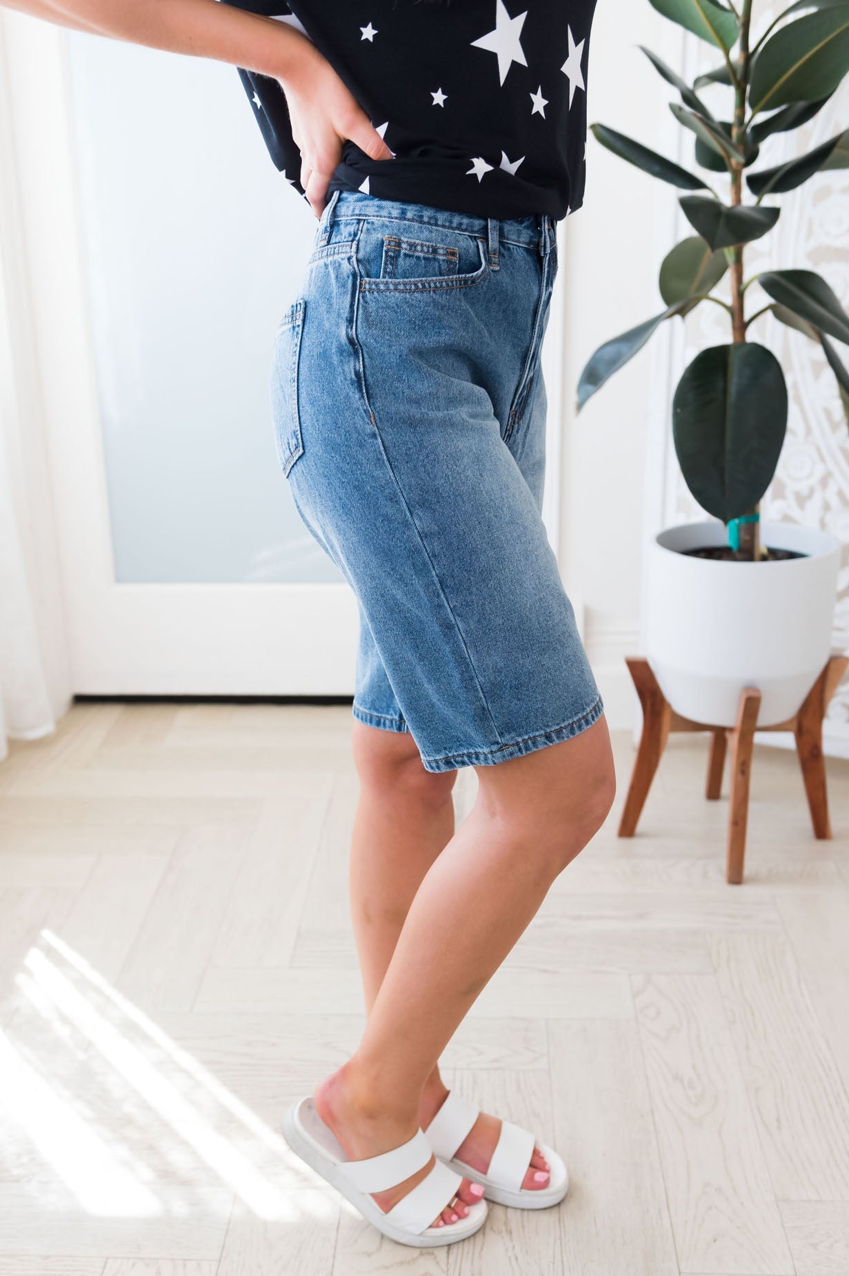 High Tide Mom Fit Bermuda Shorts Modest Dresses vendor-unknown