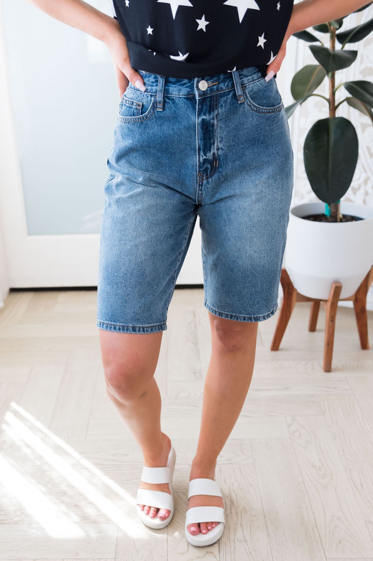 High Tide Mom Fit Bermuda Shorts Modest Dresses vendor-unknown