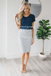 Perfect Fit Navy & White Skirt Skirts vendor-unknown Navy XS