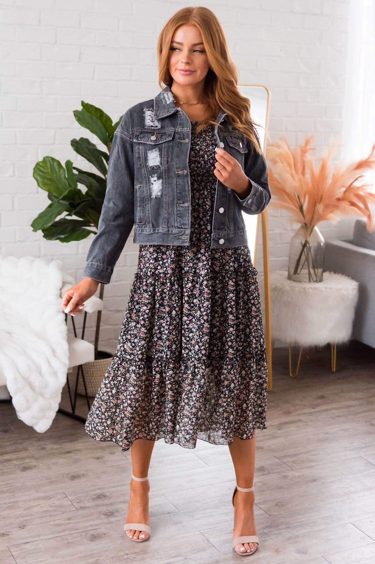Falling For You Modest Denim Jacket Modest Dresses vendor-unknown