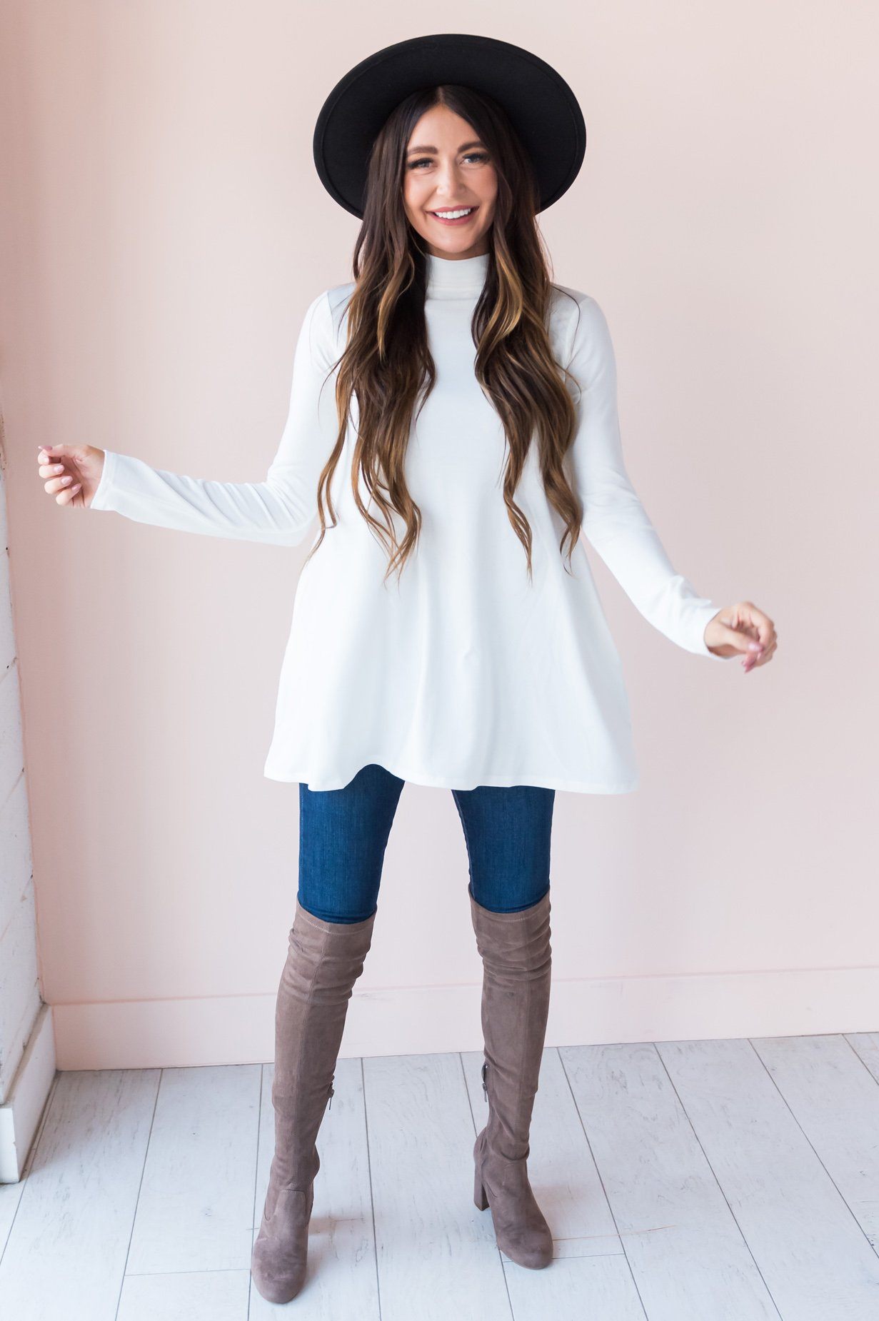 Beautiful Views Modest Polo Neck Top Tops vendor-unknown