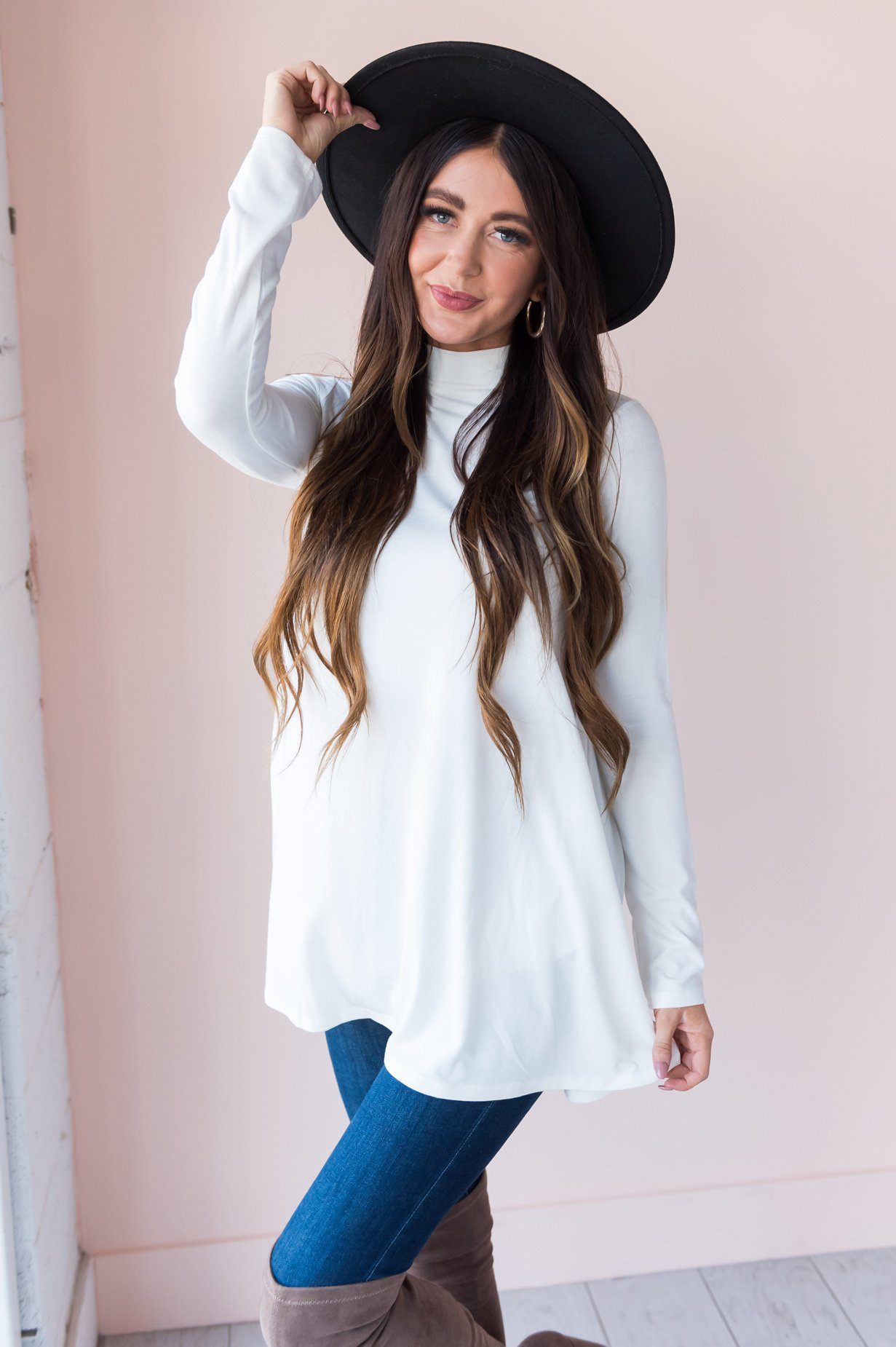 Beautiful Views Modest Polo Neck Top Tops vendor-unknown